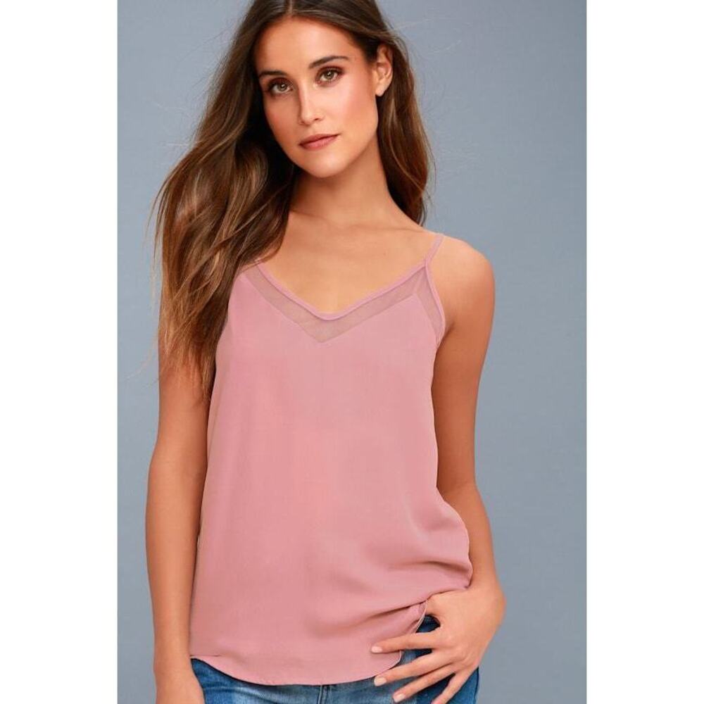Lulus Sweet Fling Mauve Pink Mesh Tank Top - Size S